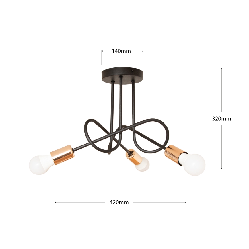 Lámpara LED de techo de superficie OXFORD 3xE27/15W/230V negra