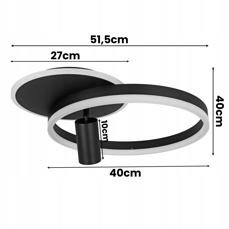 Lámpara LED de techo LED/38W/230V + 1xGU10/30W negra