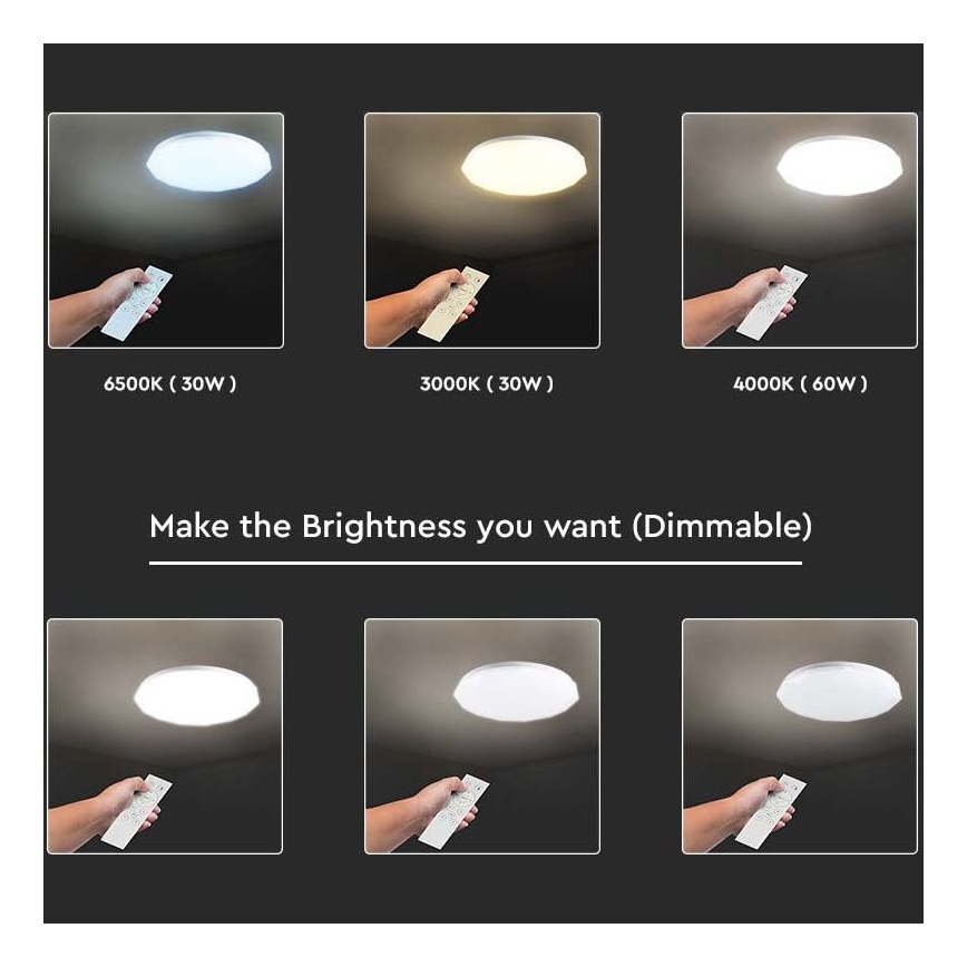 Lámpara de techo LED regulable LED/40W/230V 3000K/4000K/6500K Ø 50 cm + mando a distancia