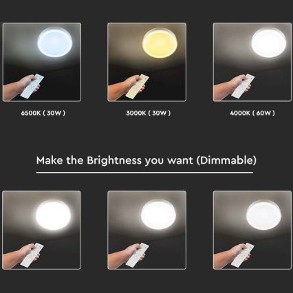 Lámpara de techo LED regulable LED/40W/230V 3000K/4000K/6500K Ø 51 cm + mando a distancia