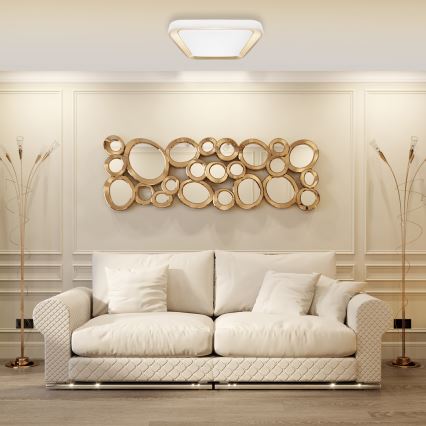 Lámpara de techo LED regulable QUADRO LED/66W/230V 3000-6000K blanco/dorado + mando a distancia