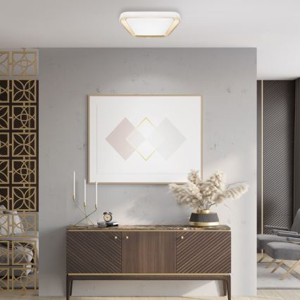 Lámpara de techo LED regulable QUADRO LED/38W/230V 3000-6000K blanco/dorado + mando a distancia