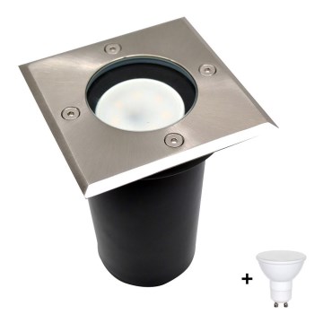 Lámpara LED exterior para entrada 1xGU10/6W/230V IP44 cromo mate