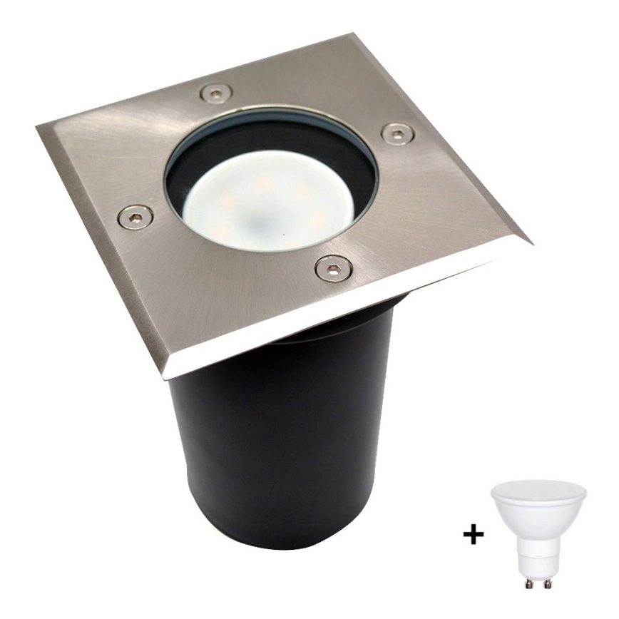 Lámpara LED exterior para entrada 1xGU10/6W/230V IP44 cromo mate