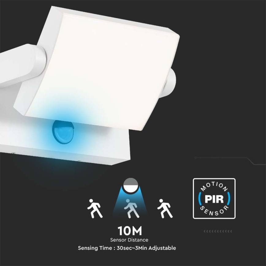 Lámpara de pared LED para exterior con sensor LED/17W/230V 3000K IP65 blanca