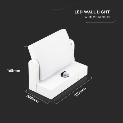 Lámpara de pared LED para exterior con sensor LED/17W/230V 3000K IP65 blanca
