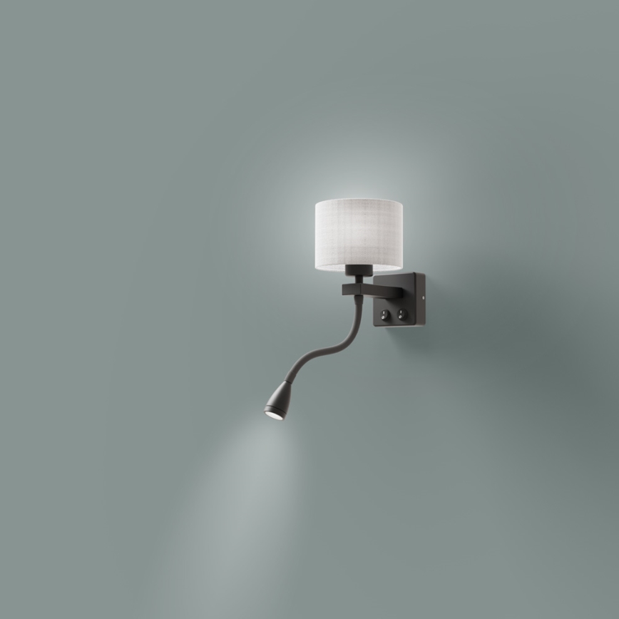 Lámpara LED flexible POLO 1xE27/40W+LED/2W 230V negra