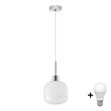 Lámpara LED HARMA 1xE27/60W/230V diámetro 20 cm cromado mate/blanco