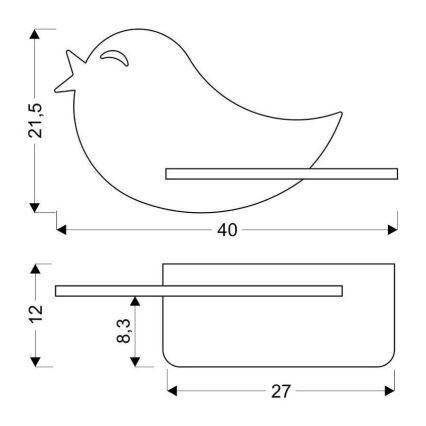 Lámpara de pared infantil LED con estante BIRD LED/5W/230V rosa/madera,