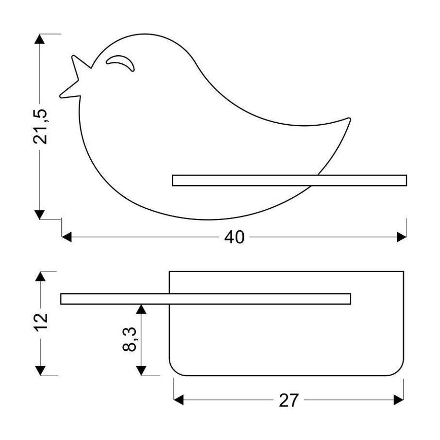 Lámpara de pared infantil LED con estante BIRD LED/5W/230V rosa/madera,