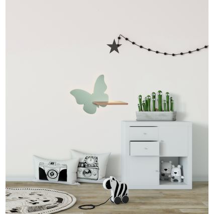 Lámpara de pared infantil LED con estante BUTTERFLY LED/5W/230V verde/madera,