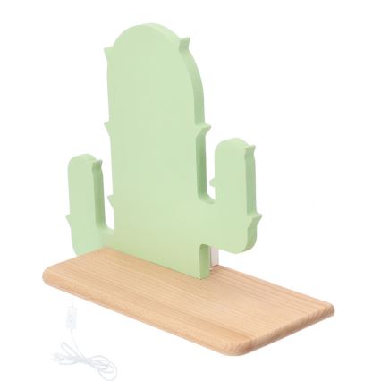 Lámpara de pared infantil LED con estante CACTUS LED/4W/230V verde/madera,