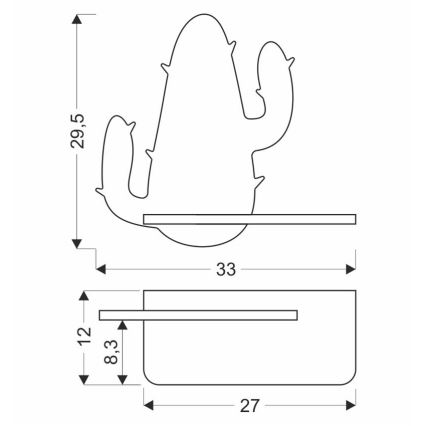 Lámpara de pared infantil LED con estante CACTUS LED/4W/230V verde/madera,