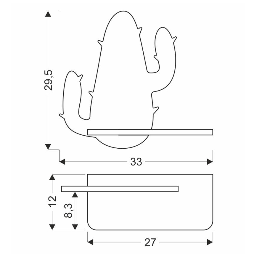 Lámpara de pared infantil LED con estante CACTUS LED/4W/230V verde/madera,