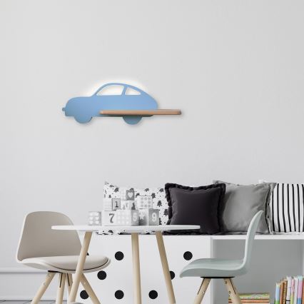 Lámpara de pared LED infantil con estante CAR LED/5W/230V azul/madera,