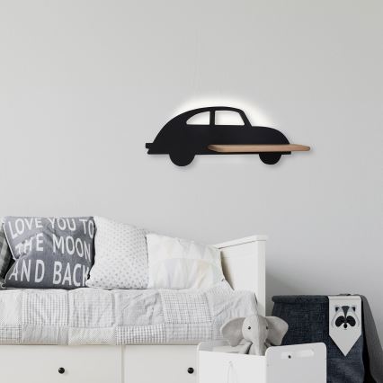 Lámpara de pared LED infantil con estante CAR LED/5W/230V negro/madera,