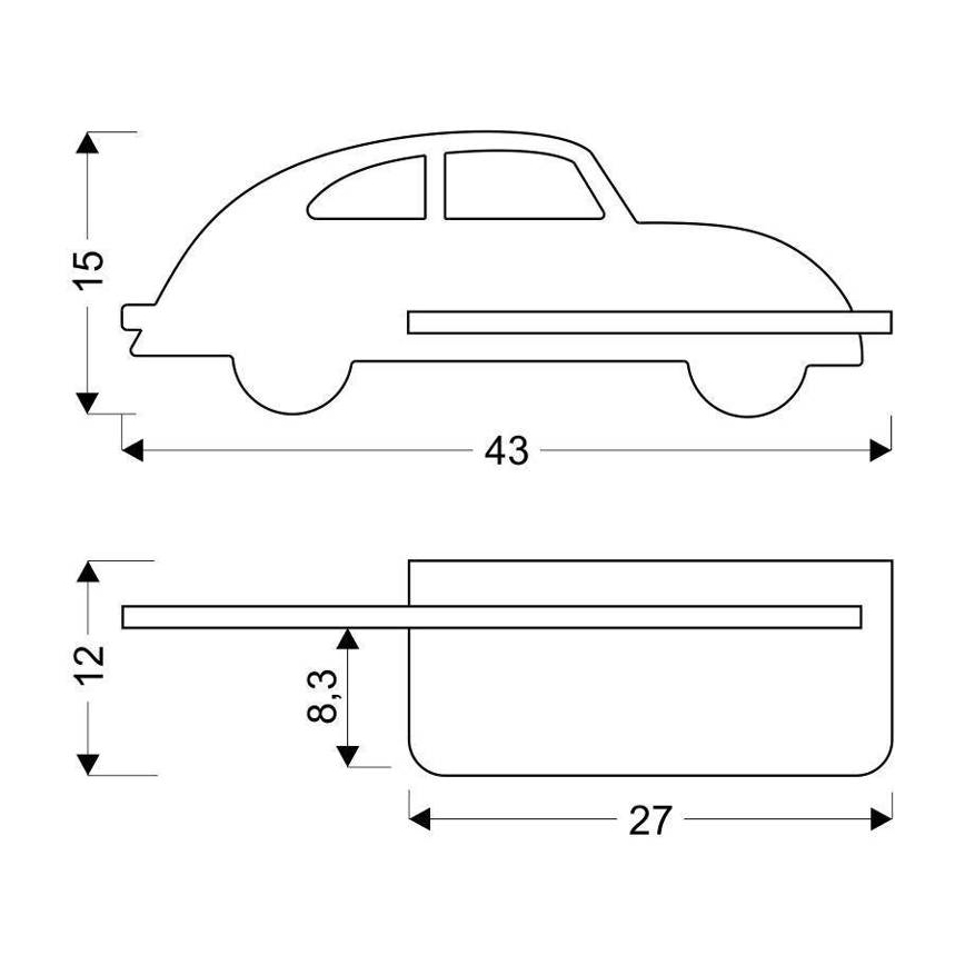 Lámpara de pared LED infantil con estante CAR LED/5W/230V negro/madera,