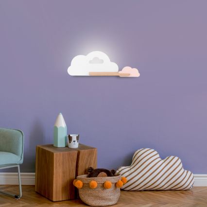Lámpara de pared LED infantil con estante CLOUD LED/5W/230V blanco/rosa,