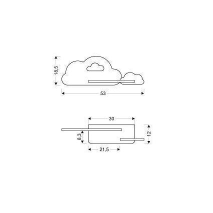 Lámpara de pared infantil LED con estante CLOUD LED/5W/230V rosa/blanco,