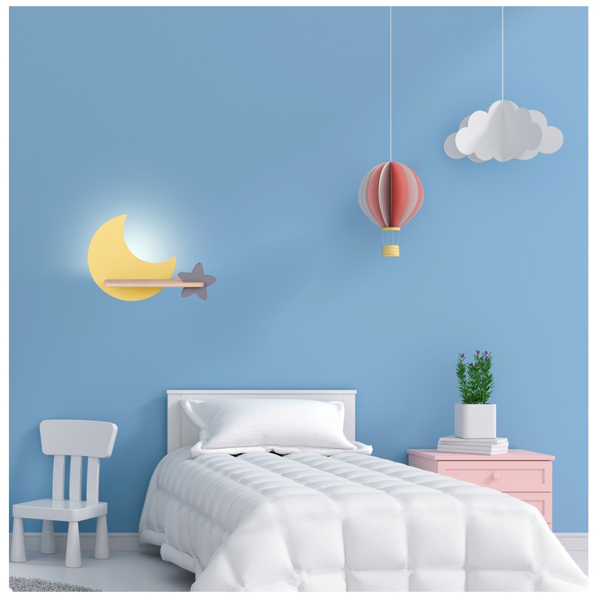 Lámpara de pared infantil LED con estante MOON LED/5W/230V,