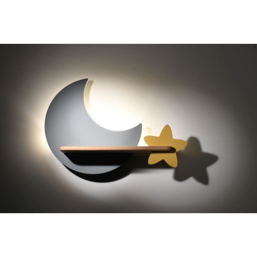 Lámpara de pared infantil LED con estante MOON LED/5W/230V,