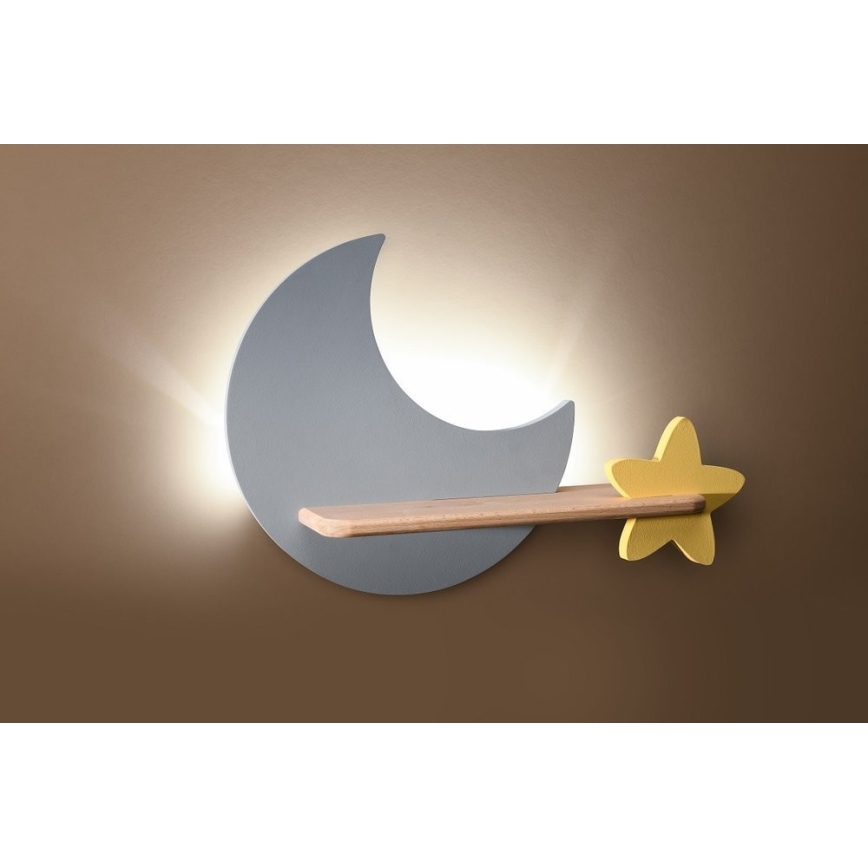 Lámpara de pared infantil LED con estante MOON LED/5W/230V,