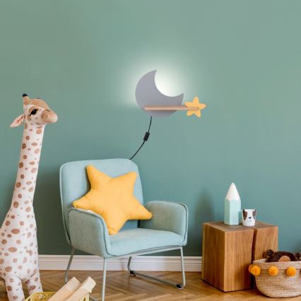 Lámpara de pared infantil LED con estante MOON LED/5W/230V,