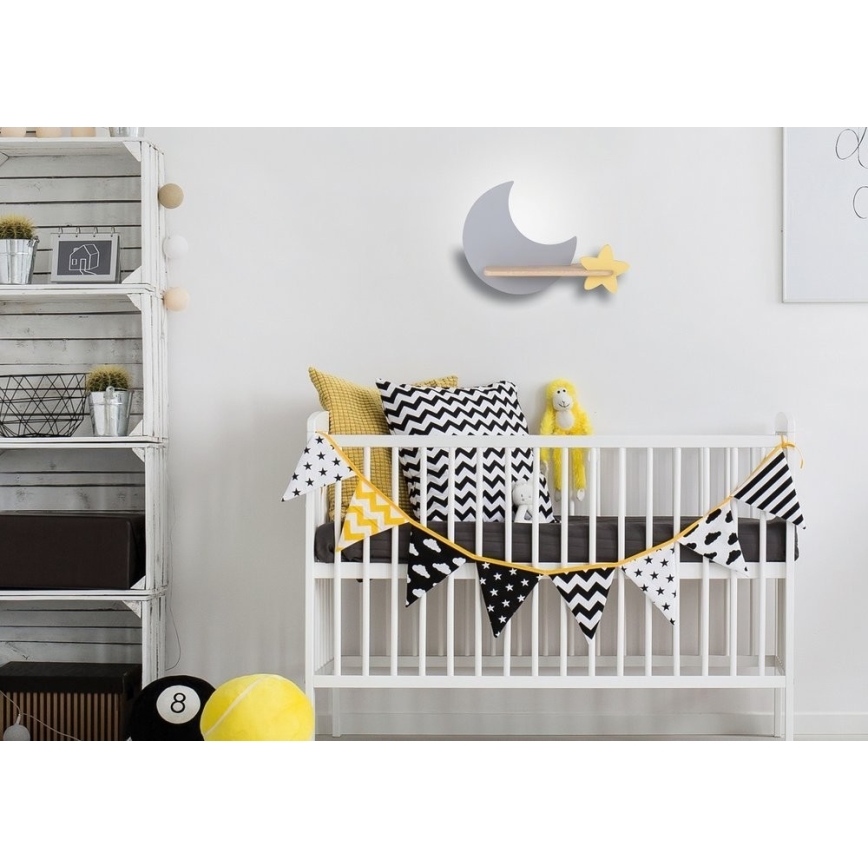 Lámpara de pared infantil LED con estante MOON LED/5W/230V,