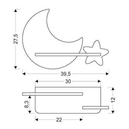 Lámpara de pared infantil LED con estante MOON LED/5W/230V,