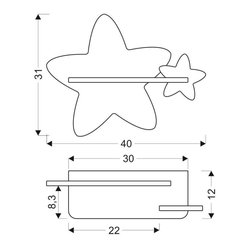 Lámpara de pared infantil LED con estante STAR LED/5W/230V,