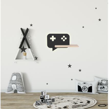 Lámpara de pared LED infantil con estante CONSOLE LED/5W/230V negro,