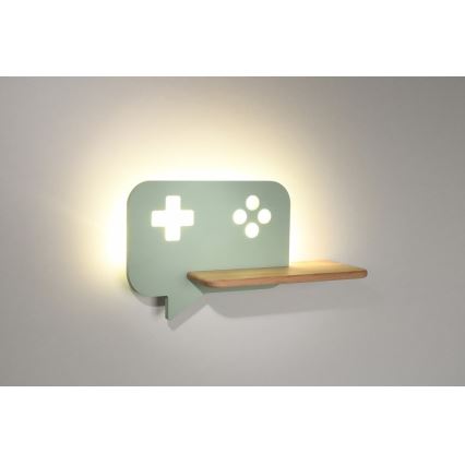 Lámpara de pared LED infantil con estante CONSOLE LED/5W/230V verde,