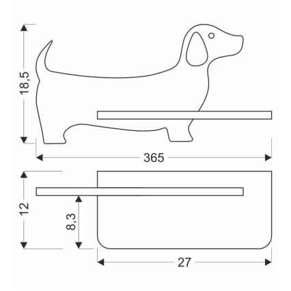 Lámpara de pared LED infantil con estante DOG LED/5W/230V negro/madera,