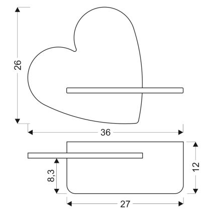 Lámpara de pared infantil LED con estante HEART LED/5W/230V rosa/madera,