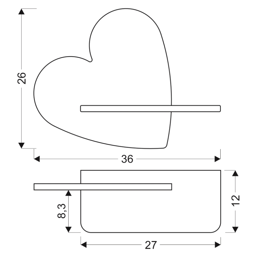Lámpara de pared infantil LED con estante HEART LED/5W/230V rosa/madera,
