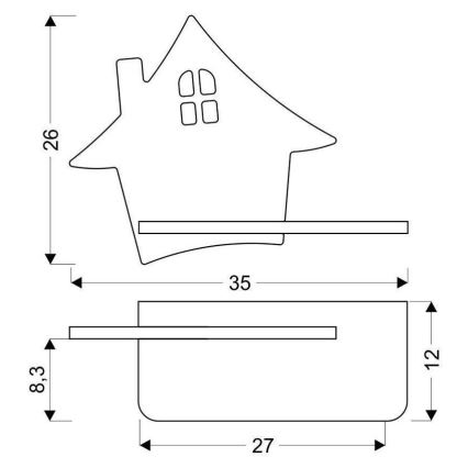 Lámpara de pared LED infantil con estante HOUSE LED/4W/230V gris/madera,