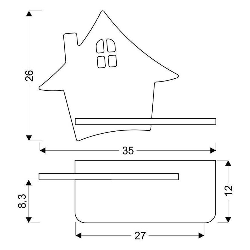 Lámpara de pared LED infantil con estante HOUSE LED/4W/230V gris/madera,