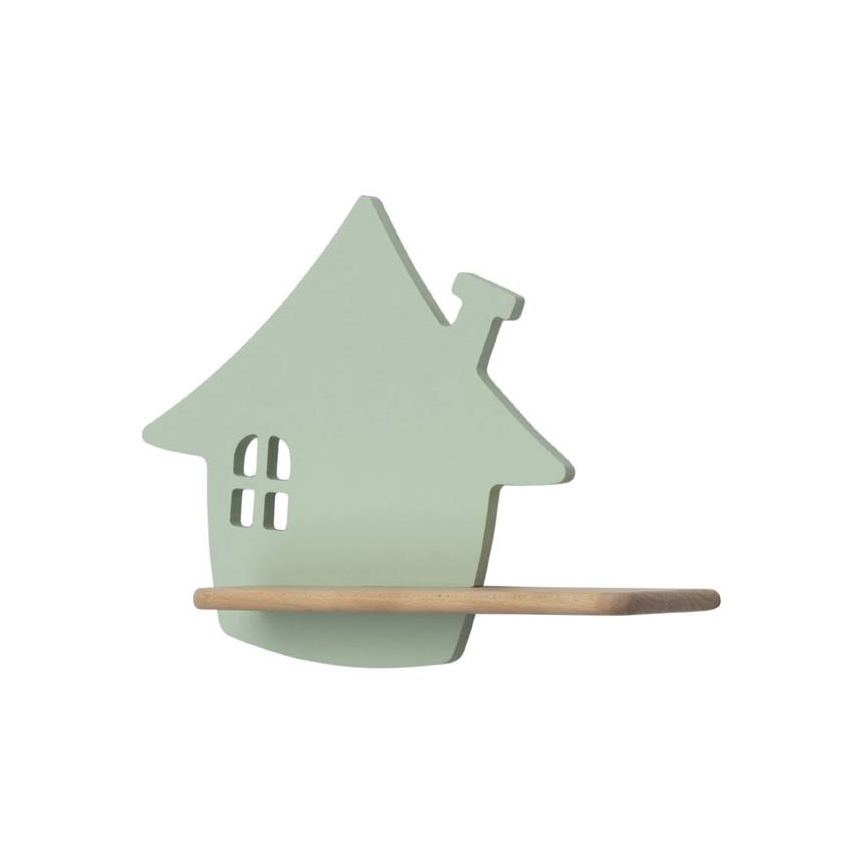 Lámpara de pared LED infantil con estante HOUSE LED/4W/230V verde/madera,