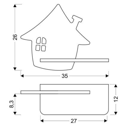 Lámpara de pared LED infantil con estante HOUSE LED/4W/230V verde/madera,