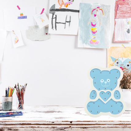 Lámpara LED infantil LED/2xAA azul oso