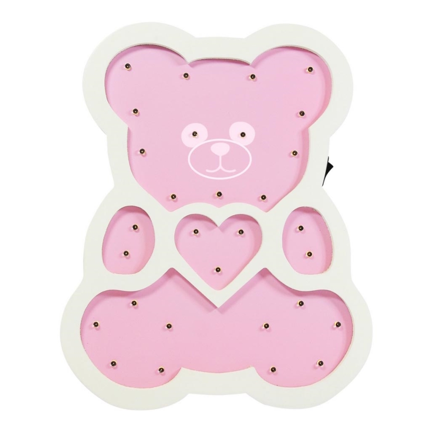 Lámpara LED infantil LED/2xAA oso rosa