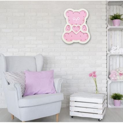 Lámpara LED infantil LED/2xAA oso rosa