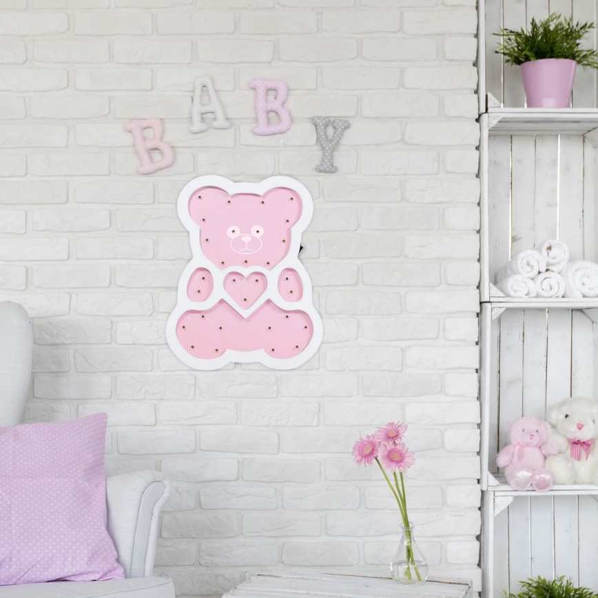 Lámpara LED infantil LED/2xAA oso rosa