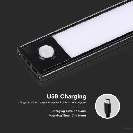 Lámpara LED debajo del gabinete con sensor LED/2,5W/5V 4000K 3000 mAh