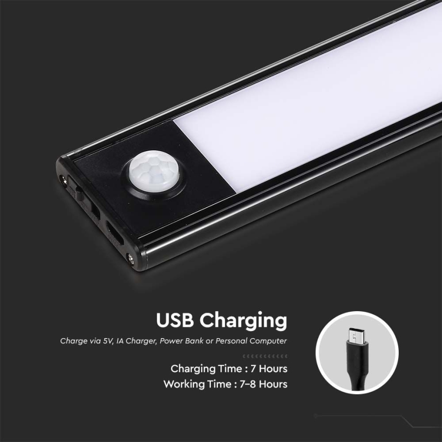 Lámpara LED debajo del gabinete con sensor LED/2,5W/5V 4000K 3000 mAh