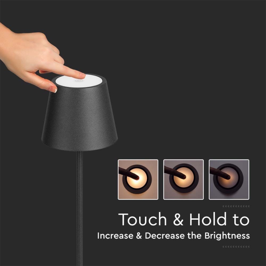 Lámpara de pie recargable LED regulable 3 en 1 LED/4W/5V 4400 mAh 3000K IP54 negra