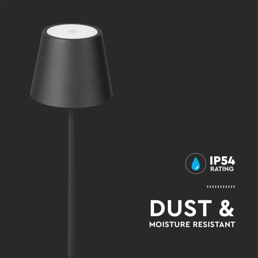 Lámpara de pie recargable LED regulable 3 en 1 LED/4W/5V 4400 mAh 3000K IP54 negra