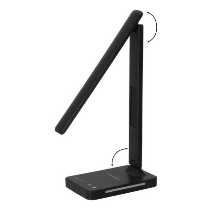 Lámpara de mesa LED regulable con cargador inalámbrico QI, mostrar y Puerto USB LED/7W/230V 3000-6000K negro