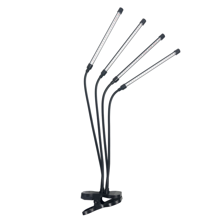 Lámpara de mesa flexible LED regulable con clip para el cultivo de plantas VITARO 4xLED/10W/230V negro