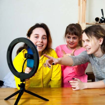Lámpara LED regulable con trípode y soporte para vlogging LED/10W/5V 3200-5500K